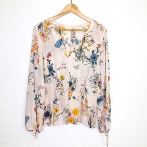 Rebecca Taylor silk floral peplum top